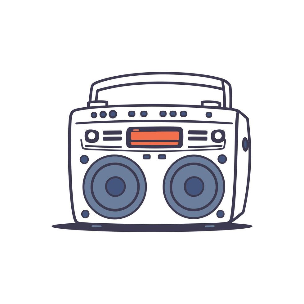 Hand Drawn Vintage Radio with Speakers and Handle Art vector