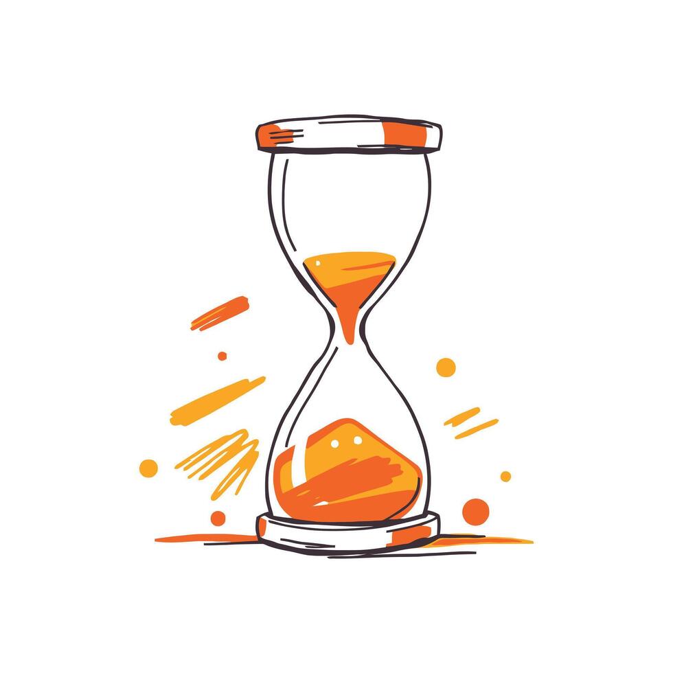 Hand Drawn Hourglass Icon Depicting Time Flow for Educational Projects vector