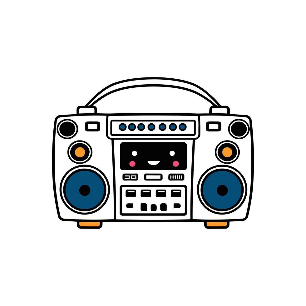 Retro Boom Box Illustration of a Classic Stereo Music Player vector