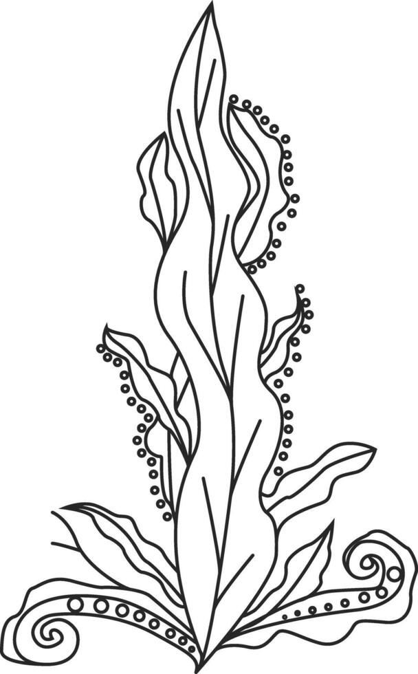 A black and white drawing of a plant with leaves vector