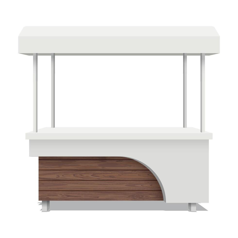 Street shop cart mock up isolated made from stainless and wooden graphic illustration have blank space for place the products presentation on countertop. Small business and street food concept. vector