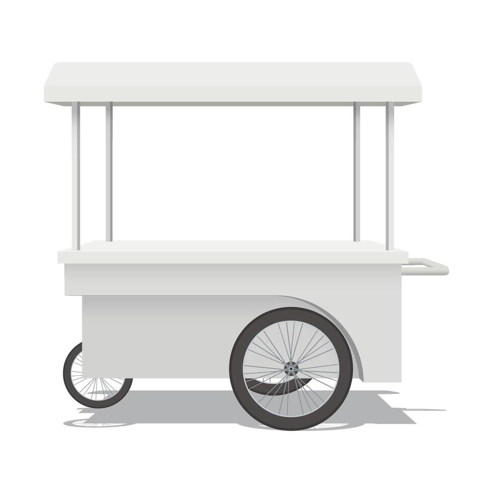 Street shop cart stainless mock up isolated graphic illustration have blank space for place the products presentation on countertop. Small business and street food concept. vector