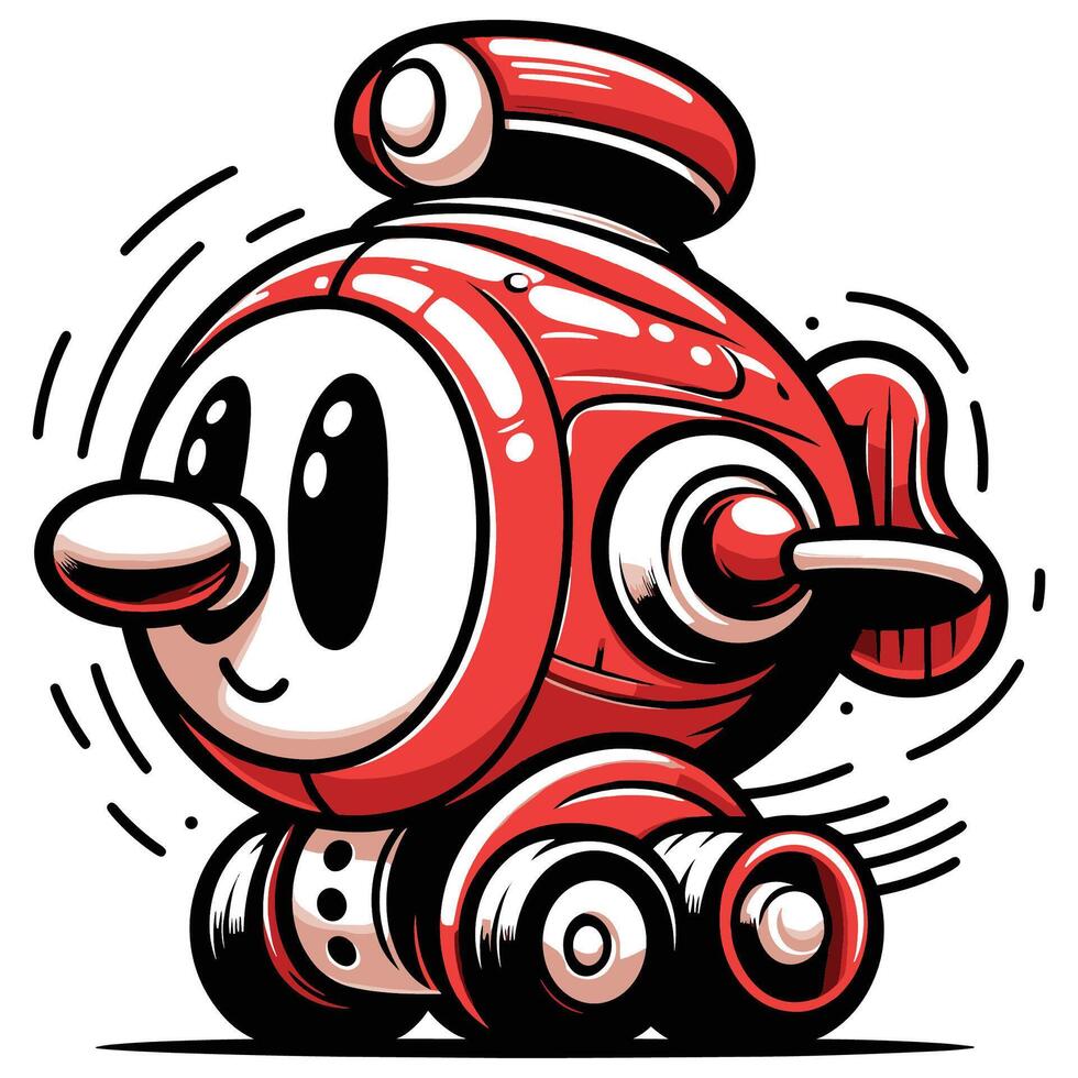 Adorable Cartoon Red Toy Robot Illustration with Playful Design vector