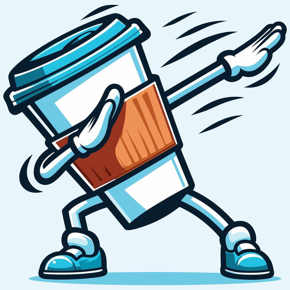 Cool Coffee Cup Character in Dab Dance Pose Illustration vector
