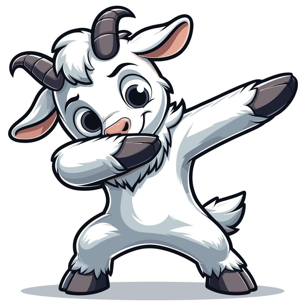 Cute Cartoon Goat Dabbing Pose with Fun Expression for Kids and Entertainment Art vector