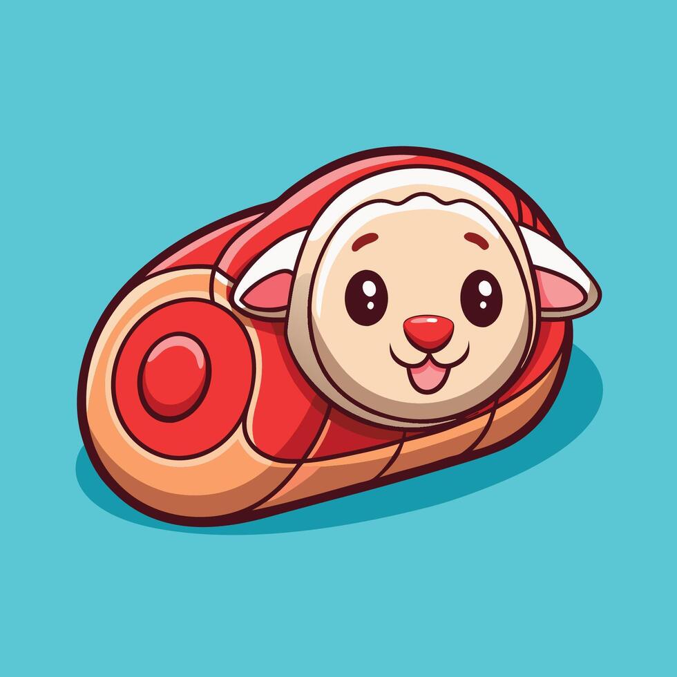 Cartoon Illustration of Delicious Lamb Meat Icon for Food vector