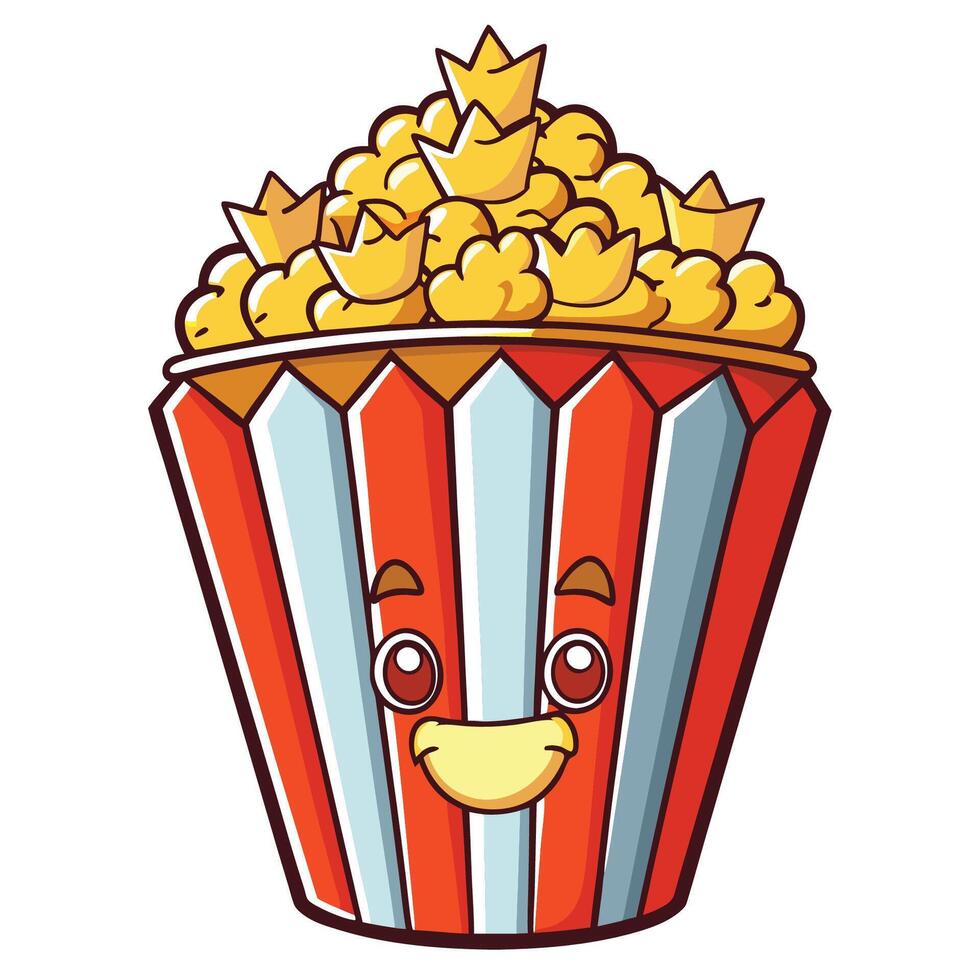 Regal Regal Cartoon Icon Illustration of Popcorn Adorned with a Crown vector