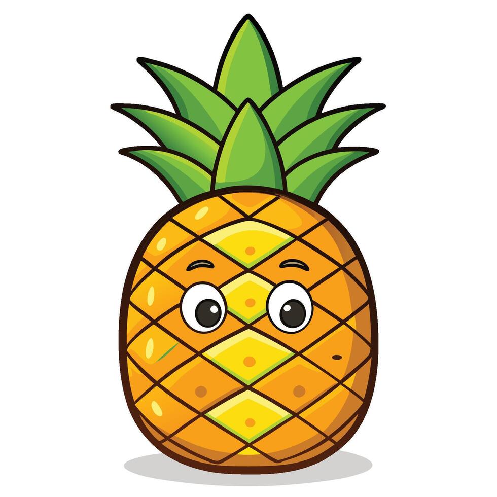 Delightful Cartoon Illustration of a Refreshing Pineapple Fruit vector