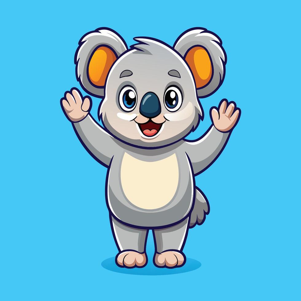 Adorable Waving Koala Icon with a Joyful Expression vector