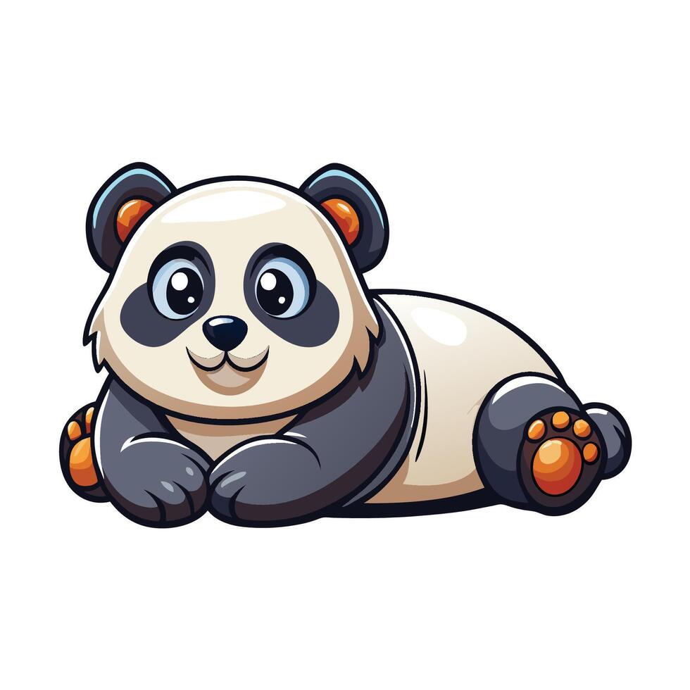 Adorable Cartoon Illustration of a Lazy Panda Bear Laying Down vector