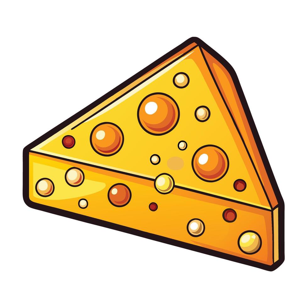 Cartoon Illustration Icon of a Delicious Yellow Slice of Cheese vector