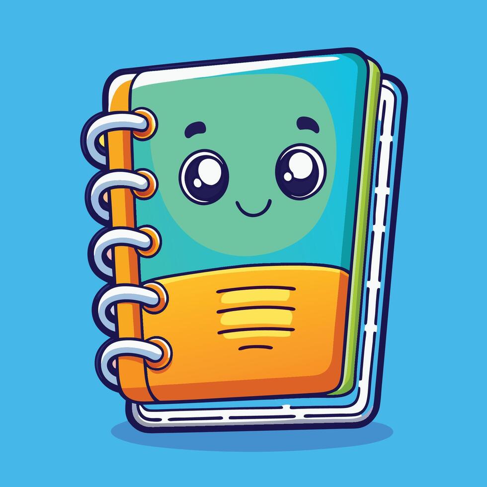 Adorable Notebook Cartoon Illustration for Design Projects vector
