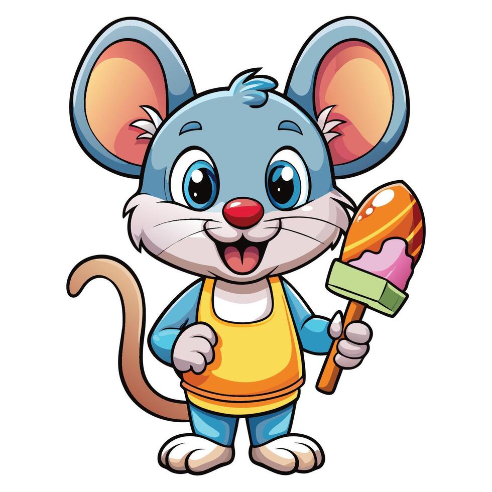 Adorable Mouse Munching on a Refreshing Popsicle on a Hot Summer Day vector