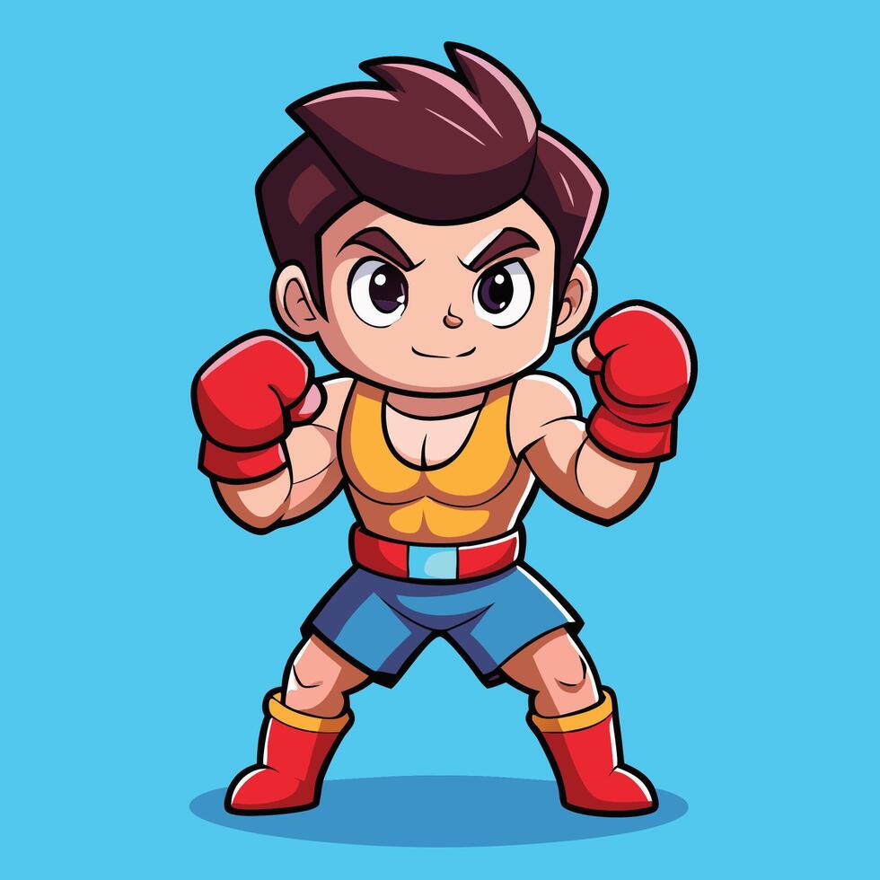 Adorable Cartoon Illustrative Icon of a Man Fighting vector