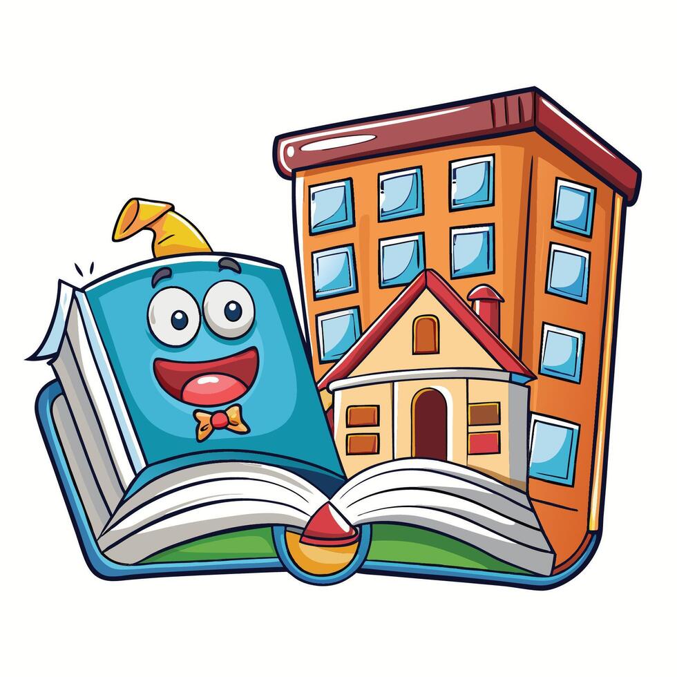 Cartoon Illustration Icon of a Book and Alphabet for School Learning vector