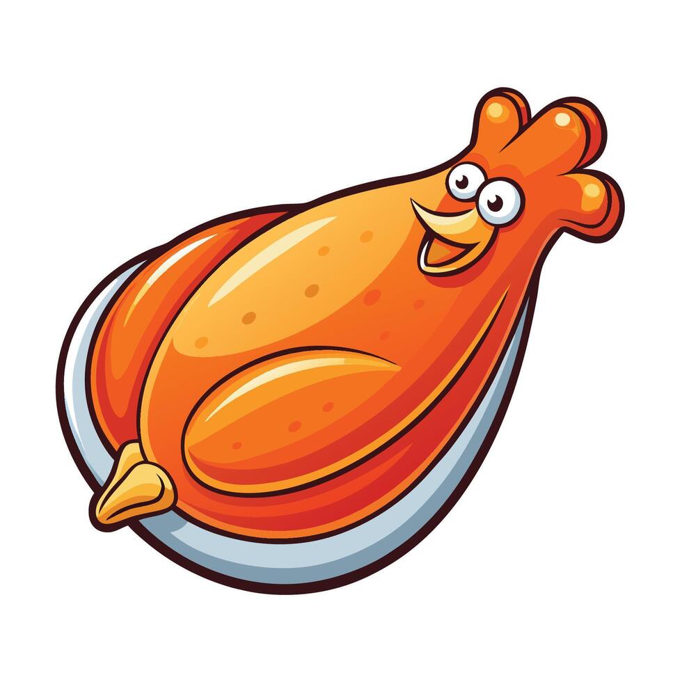 Cartoon Chicken Meat Icon A Humorous Depiction of Poultry for Culinary Illustrations vector