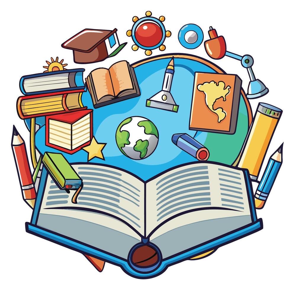 Educational Resource Icon Cartoon Illustration of Books, Magazines, and Comics vector