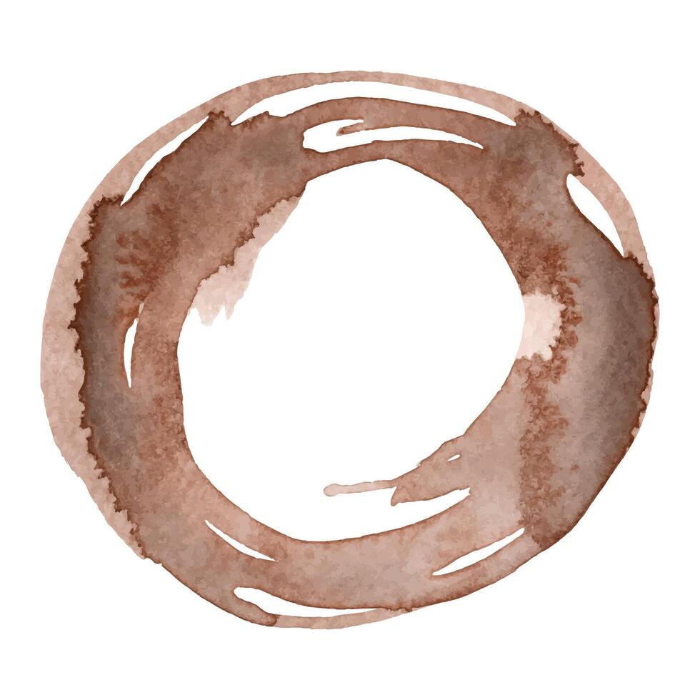 Watercolor stain in the 2025 color of the year Mocha Mousse. Hand drawn gradient effect template with elegant warm brown tone. Perfect for creating trendy graphic resource and web design. vector