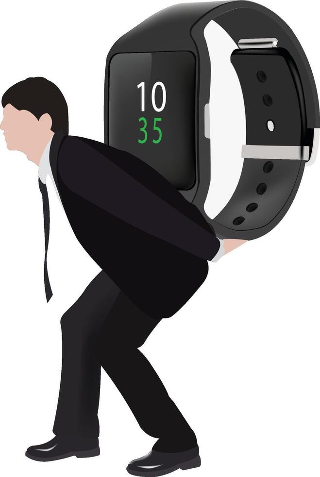A man carrying a smart watch on his back vector