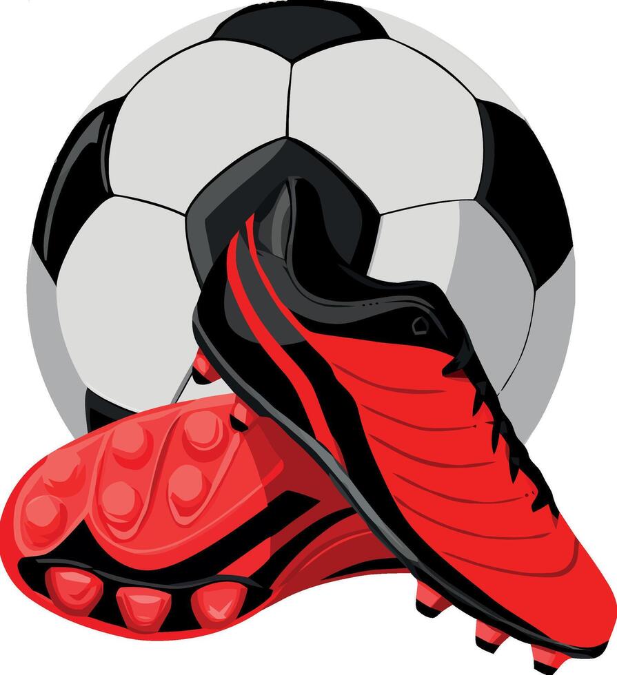 Soccer ball and red shoes vector