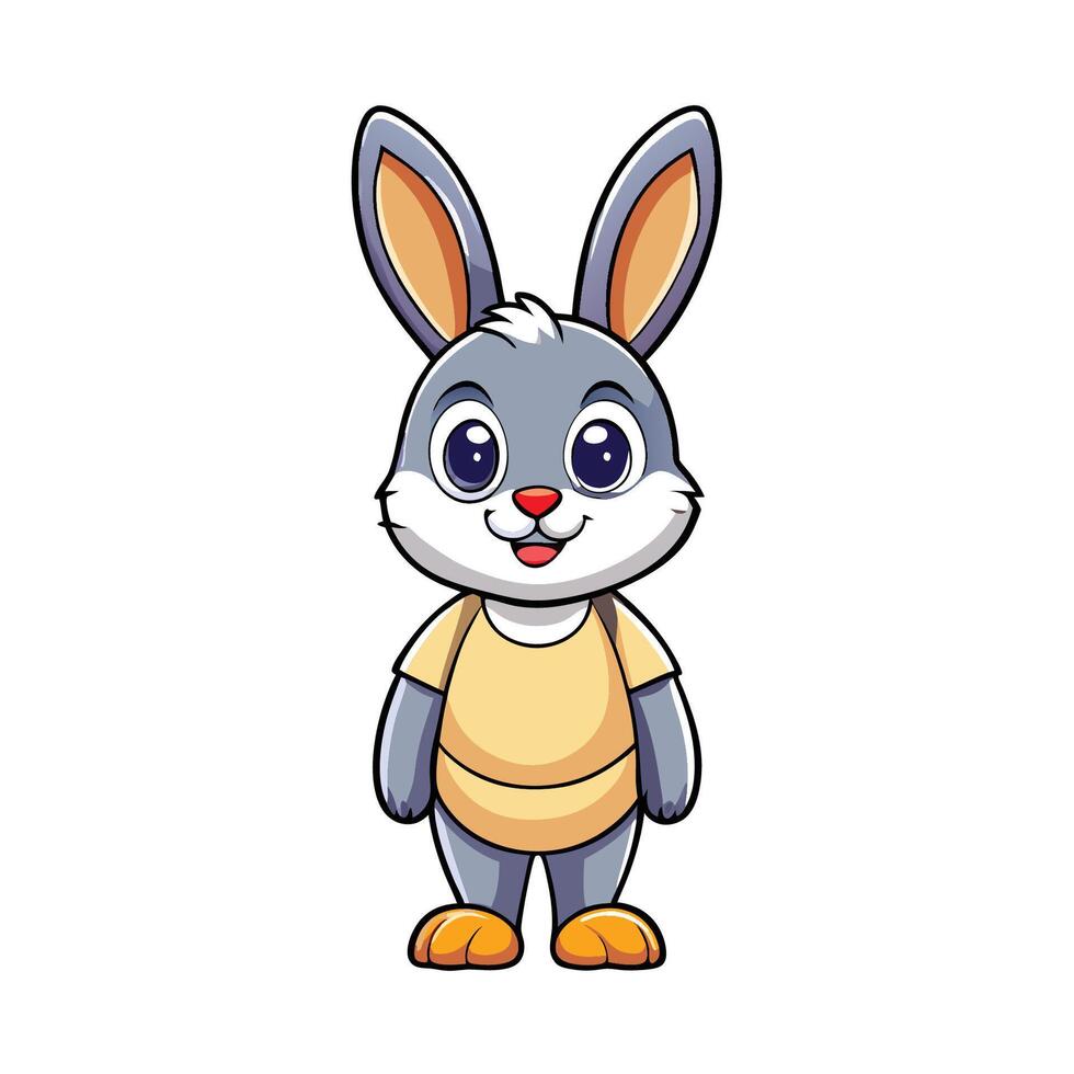 Adorable Cartoon Illustration of a Standing Rabbit vector