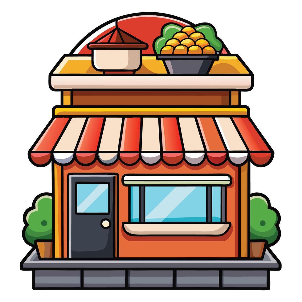 Cartoon Icon of a Sushi Bar Restaurant with a Fun and Whimsical Design vector