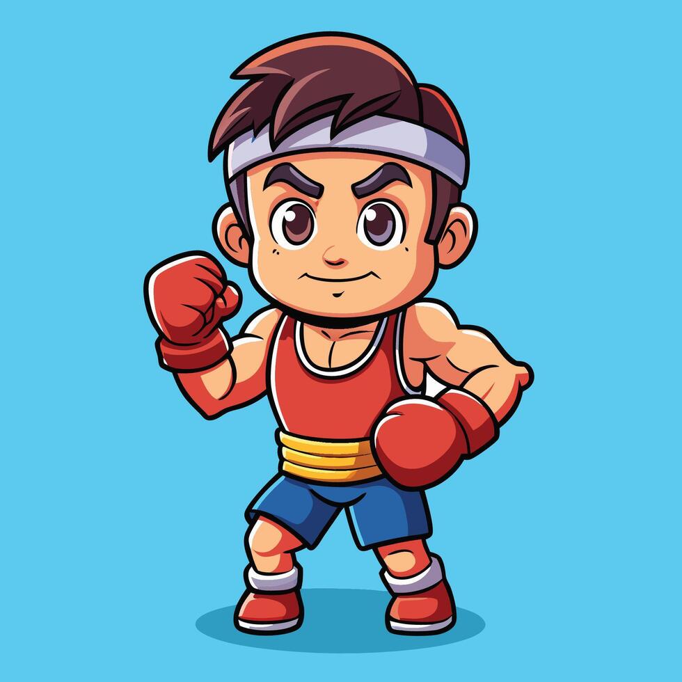 Adorable Cartoon Icon Illustration of a Man Fighting Cutely vector
