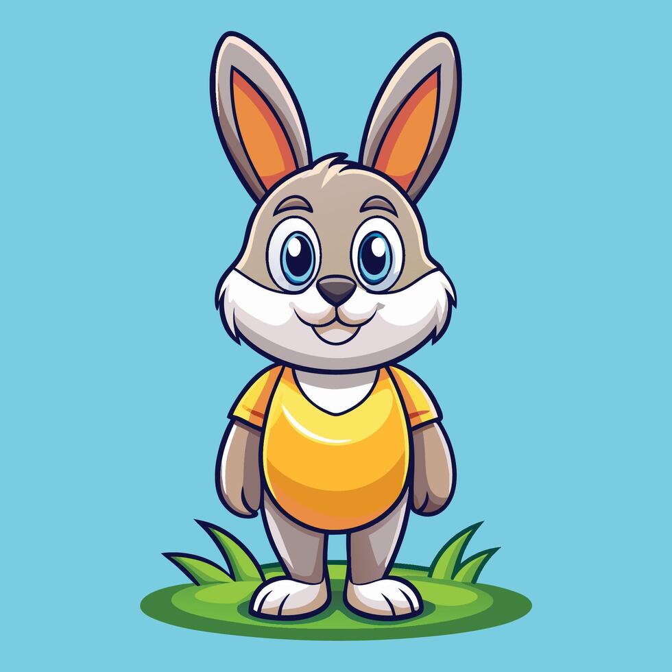 Adorable Standing Rabbit Cartoon Icon Illustration vector