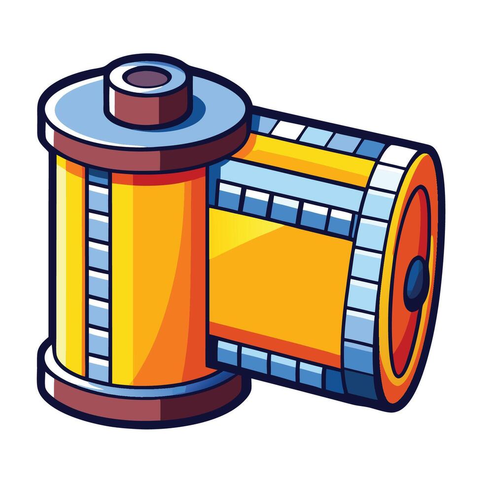 Vintage Film Roll Cartoon Illustration with Filmstrip vector