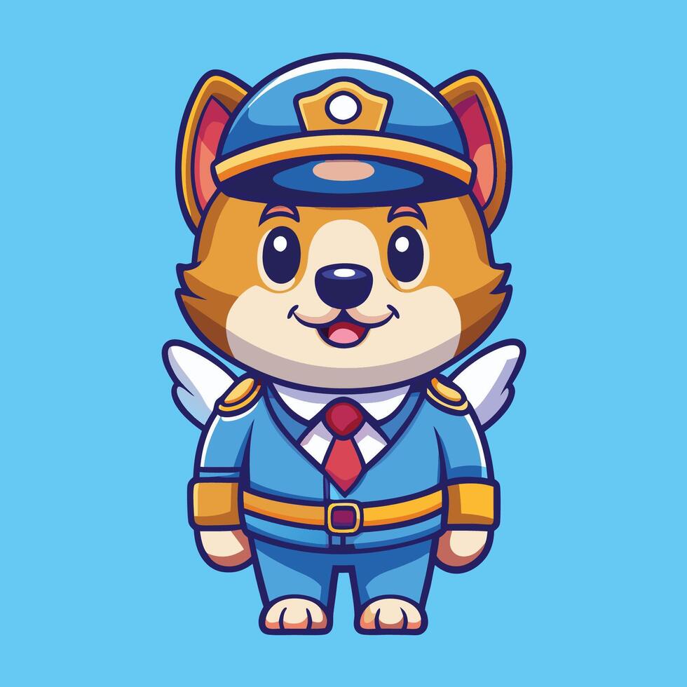Adorable Pilot Cartoon Illustration Depicting a Playful Animal in Flight Gear vector