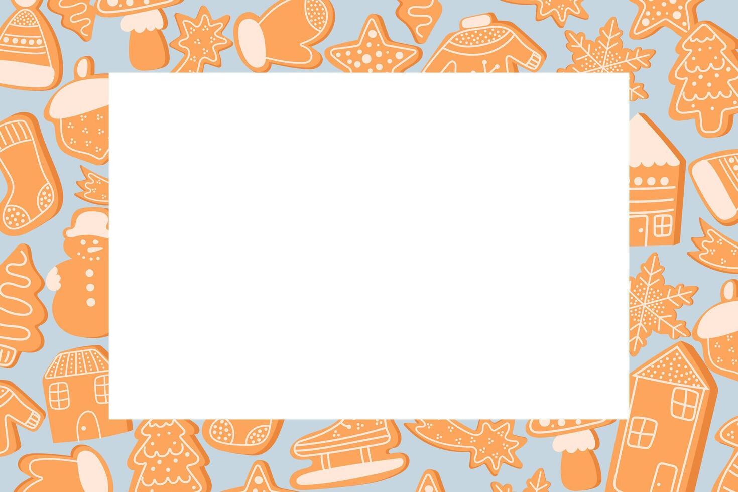 Decorative frame made of Christmas Gingerbread Cookies. Background for banners, cards, flyers, social media wallpapers, etc vector