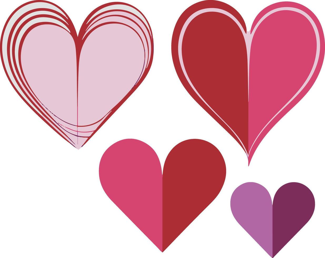 Collection of heart illustrations, Love symbol icon set vector