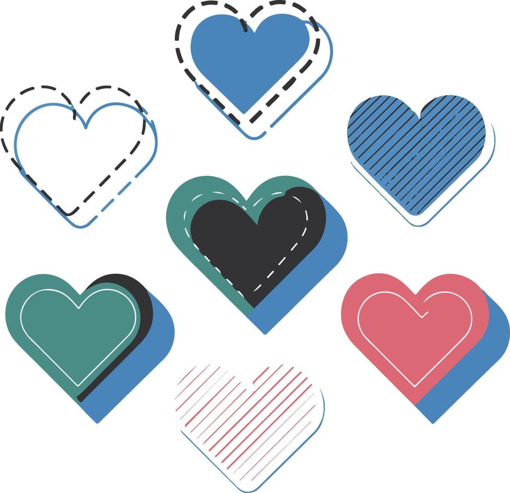 Love shape icon set vector