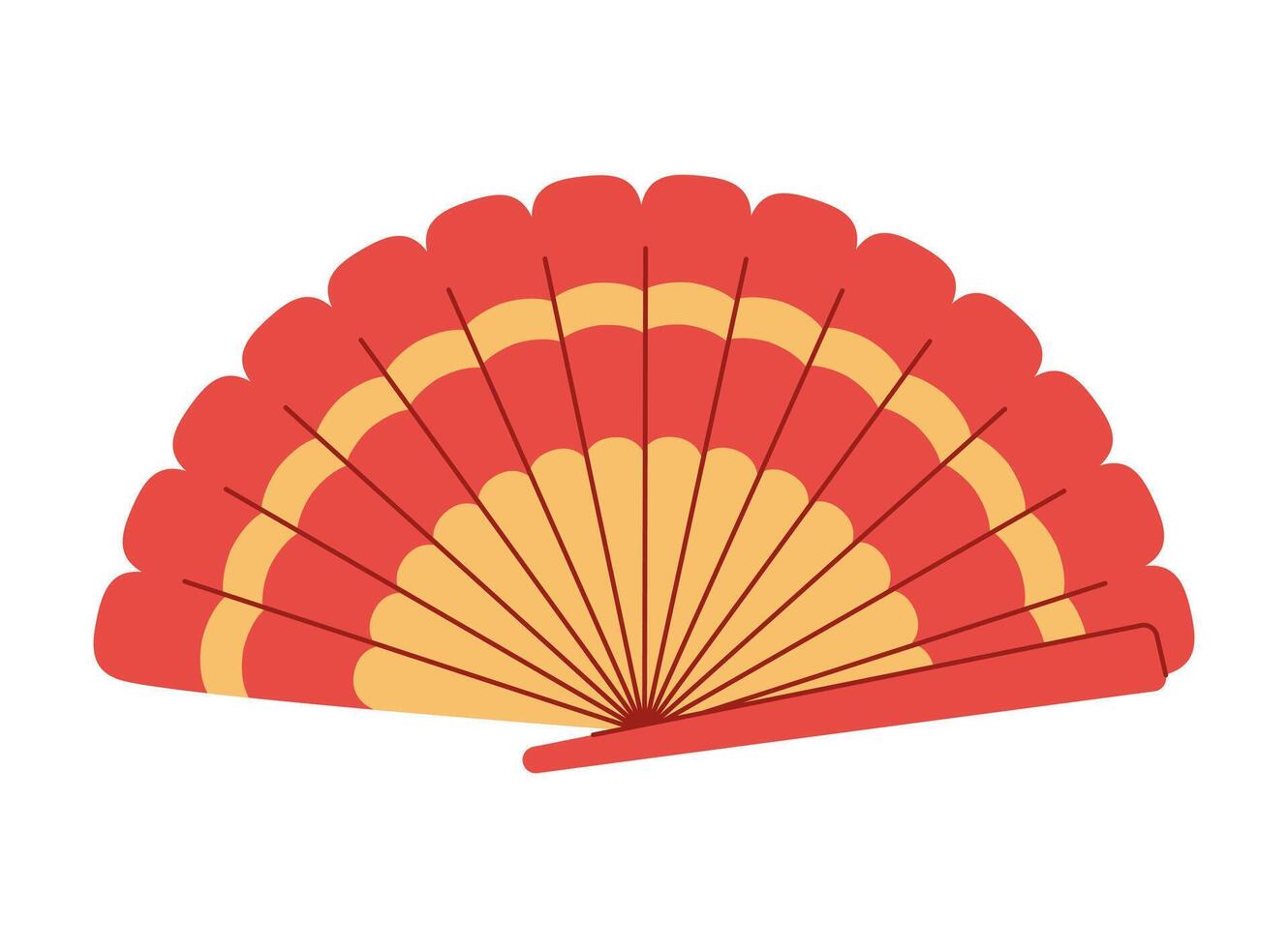 Chinese traditional hand fan flat illustration. Lunar New Year element. vector