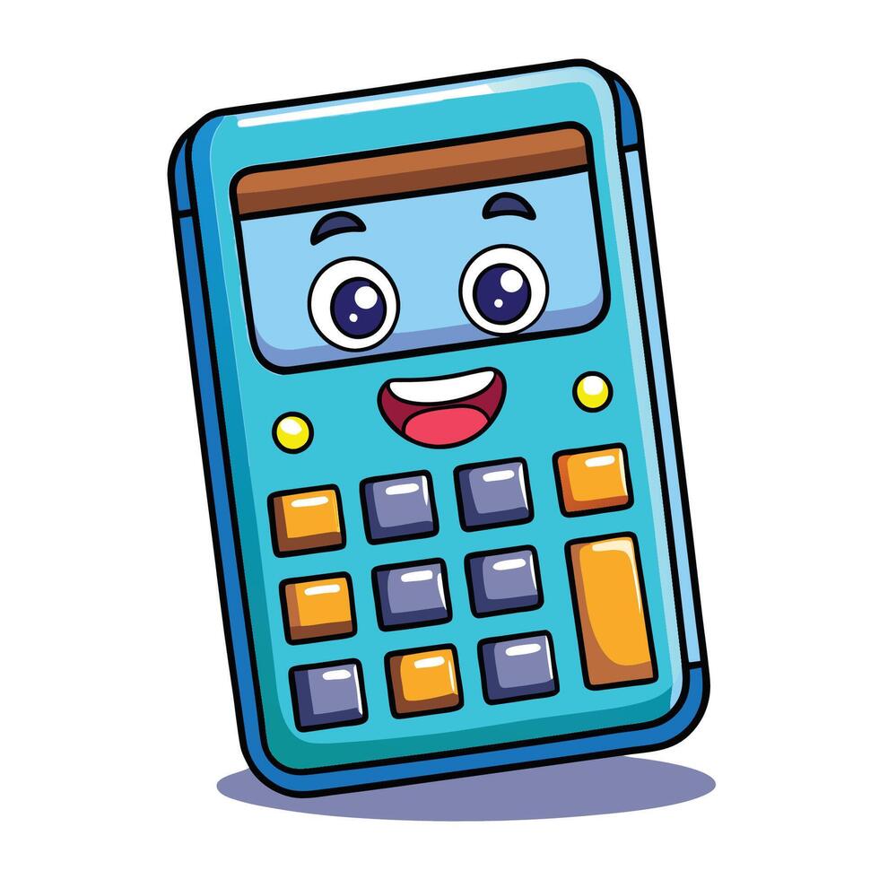 Cute Calculator Character with a Sweet Smile and Winking Eye vector
