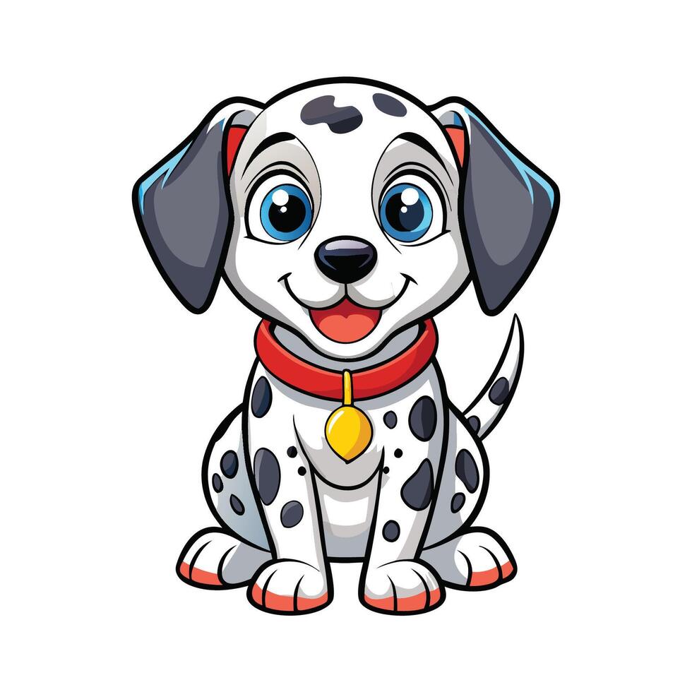 Adorable Cartoon Illustration of a Playful Dalmatian Dog vector