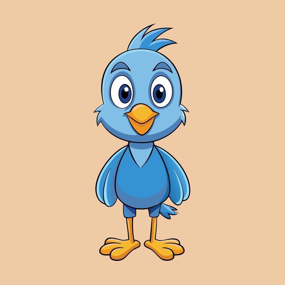 Cute Cartoon Illustration of a Bird Standing Upright vector