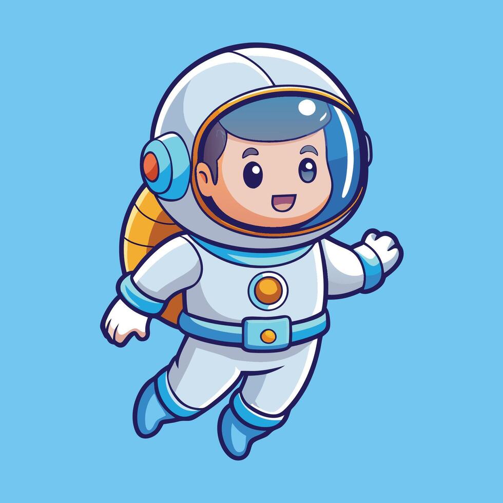 Adorable Astronaut Floating in the Vastness of Space A Cute Space Cartoon vector