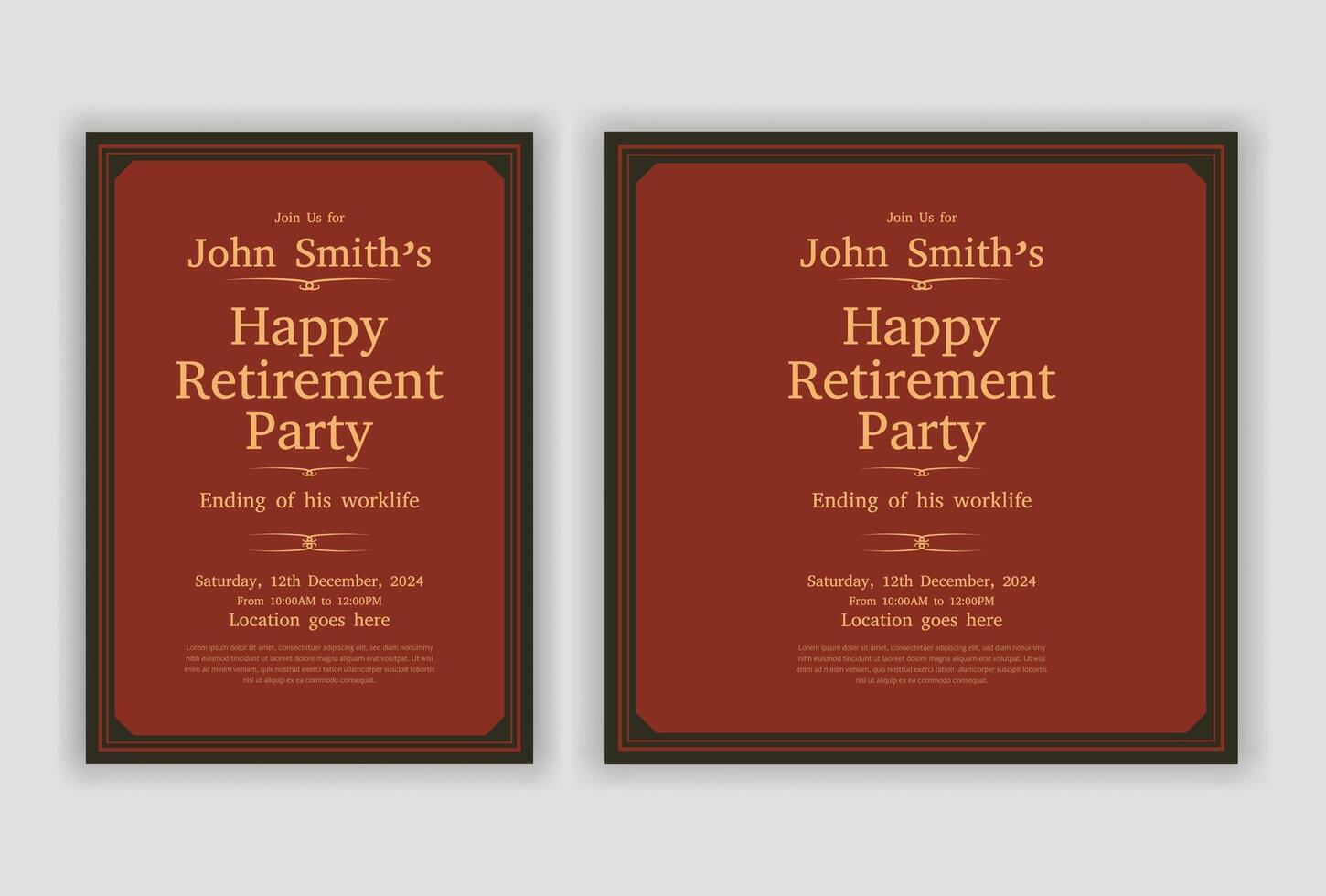 Retirement flyer design, social media peace, old, elder, grand mother, positive, smile, congratulations, vintage, fancy, decorative, festival, party, print ready, decoration bundle template vector