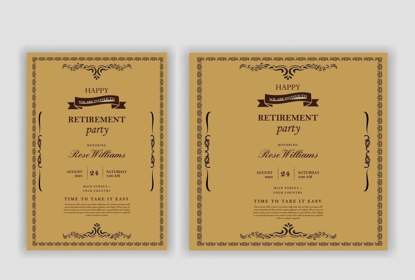 A set of Retirement party invitations, illustration design bundle template vector