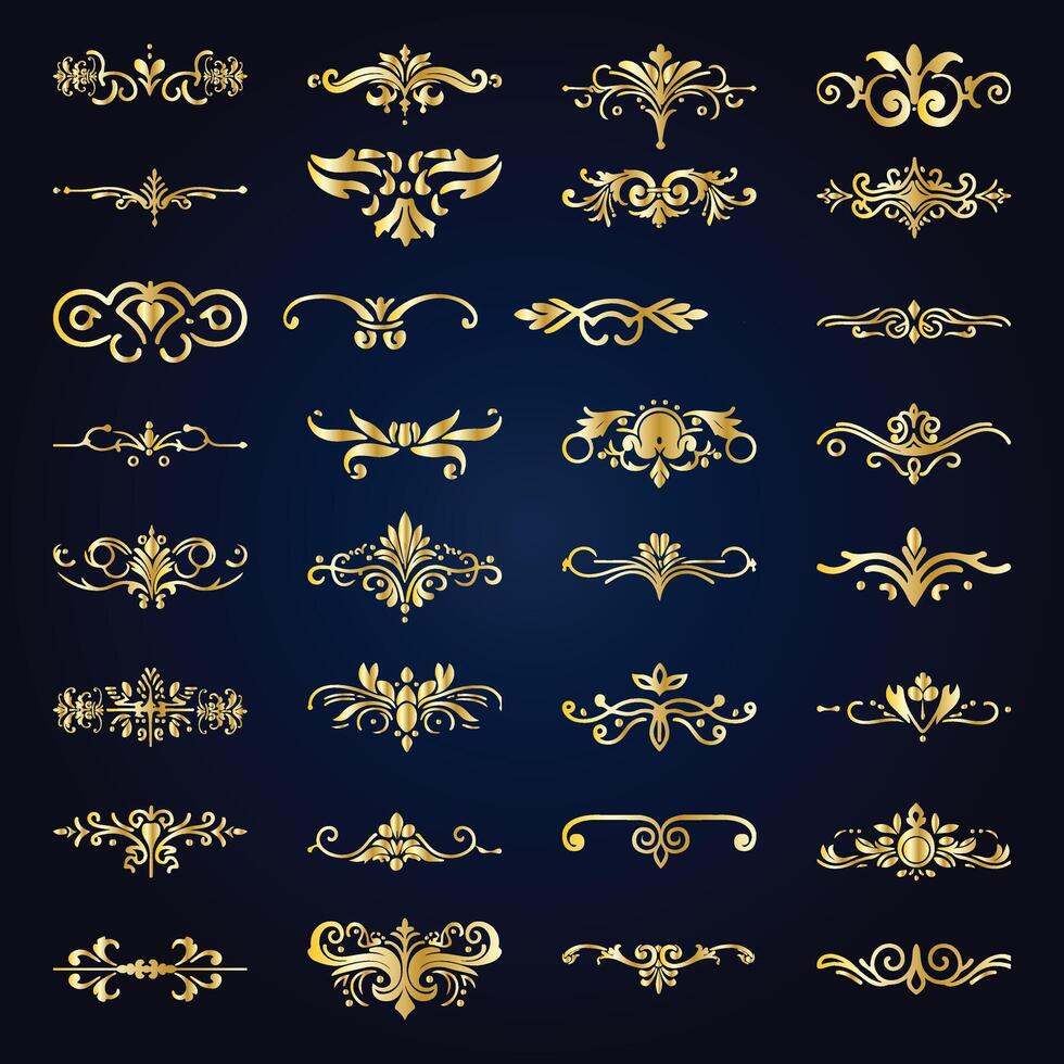 Calligraphy retro swirl ornaments Luxury ornamental elements collection. vector