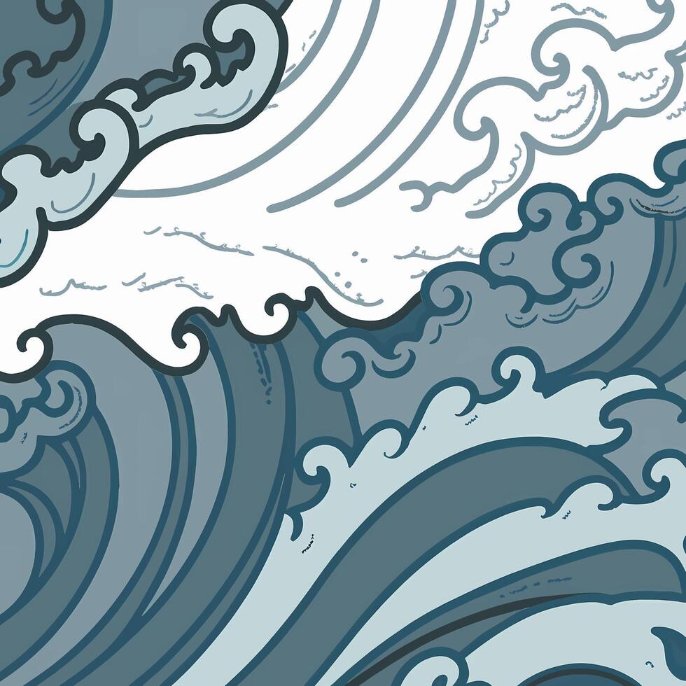 Pattern with waves and clouds vector