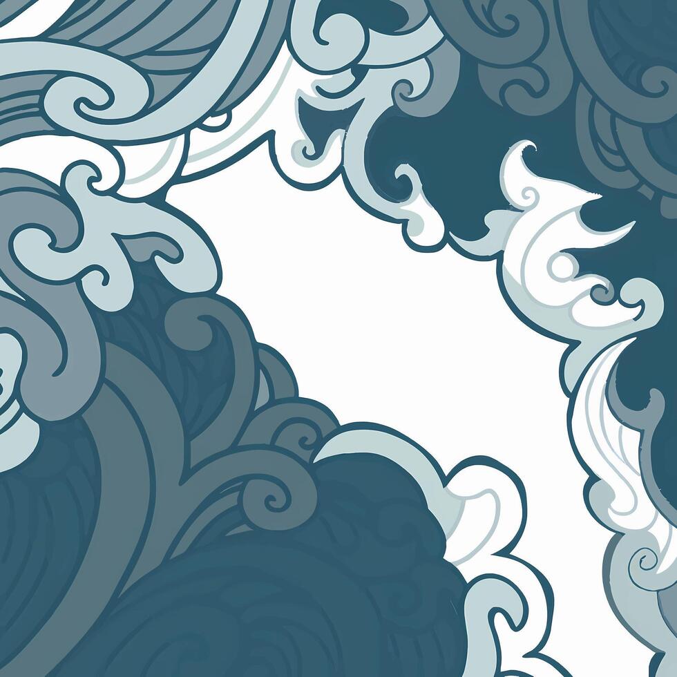 Design pattern with waves and clouds vector