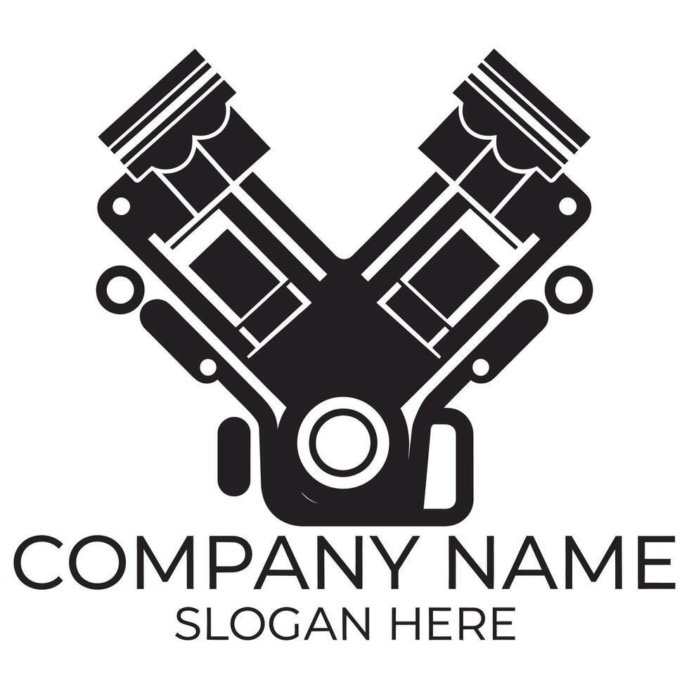 A black and white logo for a car engine company vector