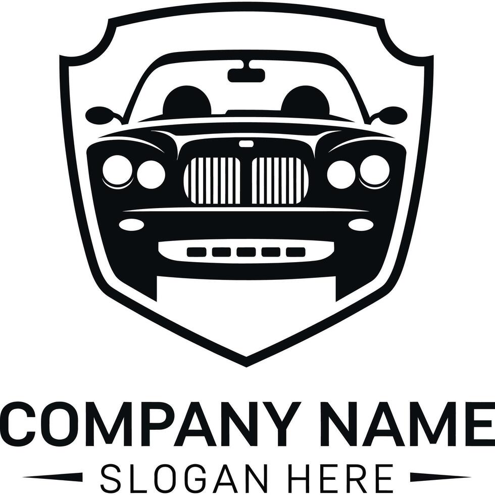 Car logo template with a black and white car vector