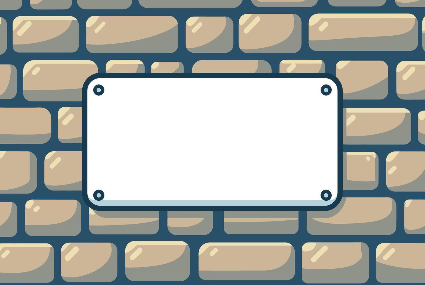 Blank signboard on stone wall. vector