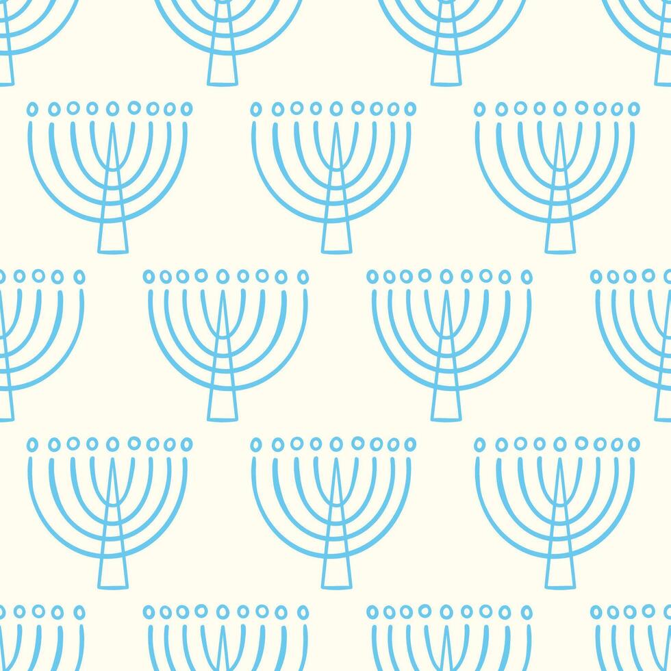 Menorah Seamless Pattern Hanukkah Background vector