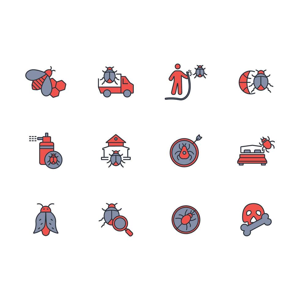 Pest control icon set..Editable stroke.linear style sign for use web design,logo.Symbol illustration. vector