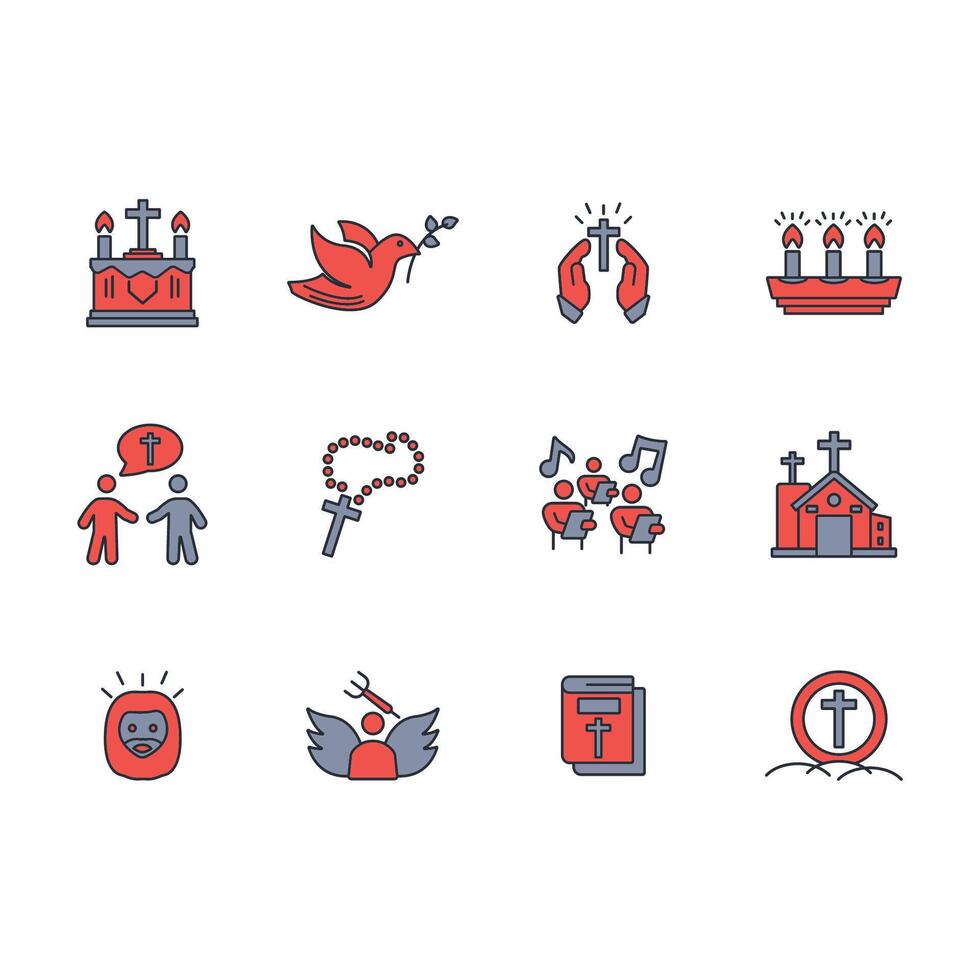 Christianity icon set..Editable stroke.linear style sign for use web design,logo.Symbol illustration. vector
