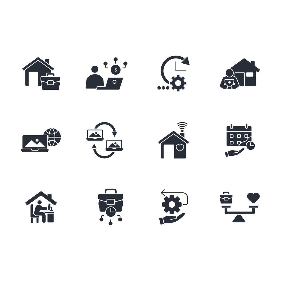 working from home icon set..Editable stroke.linear style sign for use web design,logo.Symbol illustration. vector